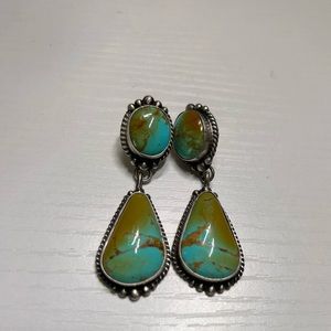 Genuine turquoise and sterling earrings